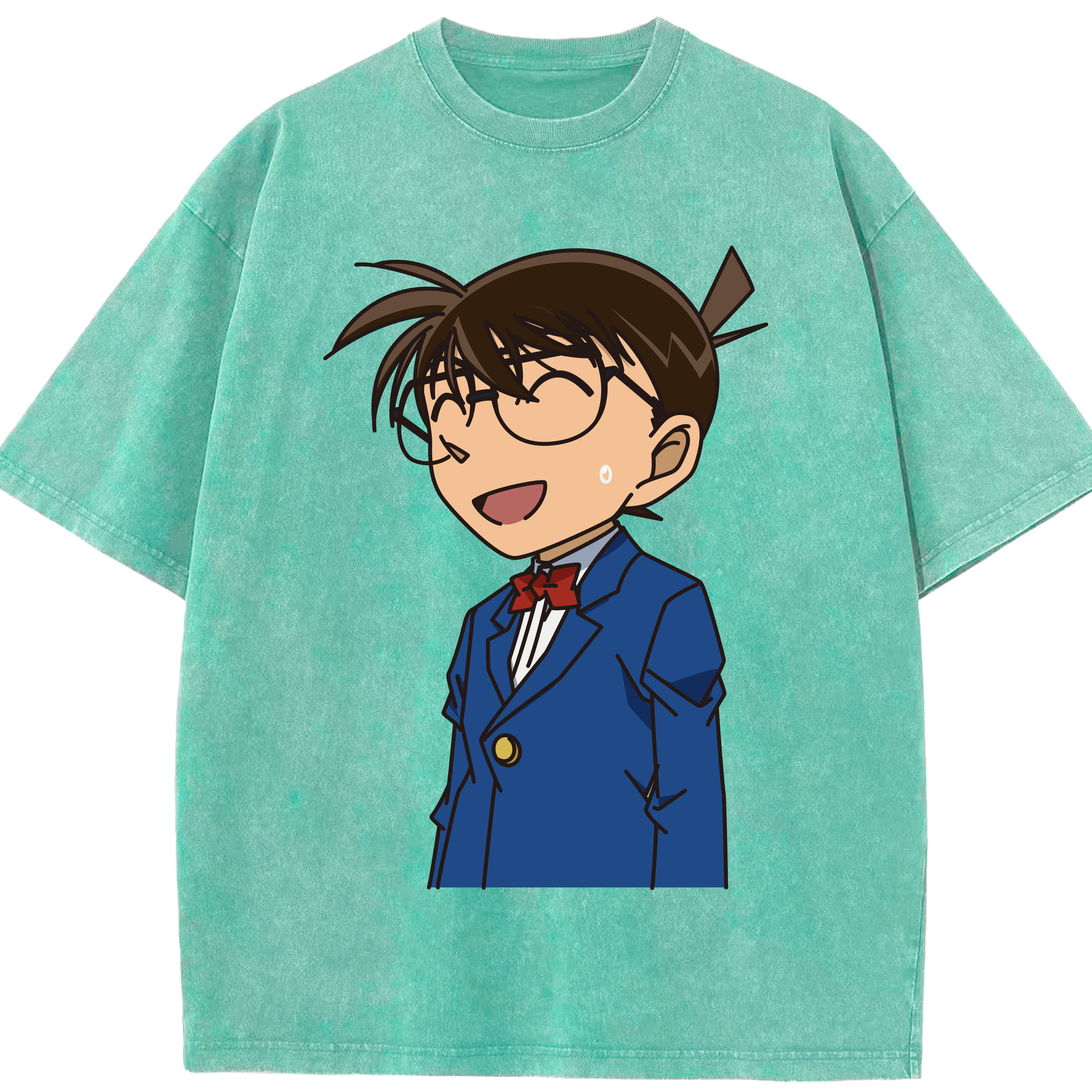 （画像用） 名探偵コナン 江戸川 コナン Detective Conan Conan Edogawa 綿100% ヴィンテージ風 半袖Tシャツ（フロントプリント）